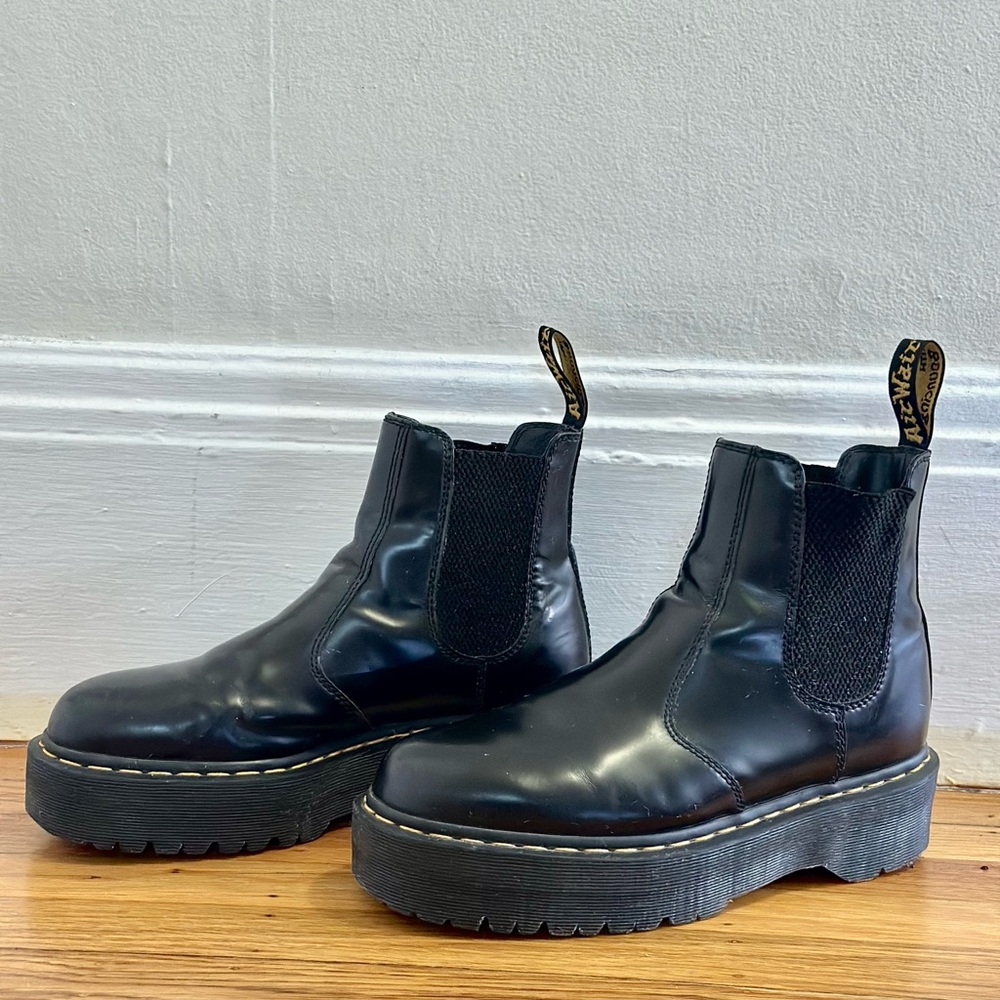 Dr. Martens Black Leather Platform Chelsea Boots